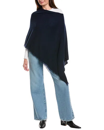 Amicale Cashmere Jersey Asymmetrical Cashmere Poncho In Blue