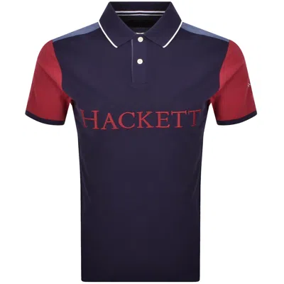 Hackett Number Polo T Shirt Navy In Blue