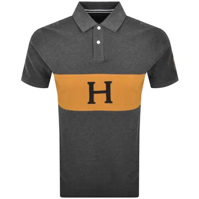 Hackett Crest Panel Polo T Shirt Grey In Gray