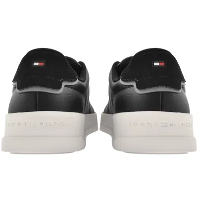 Tommy Hilfiger Metallic Logo Pebbled Court Sneaker In Black