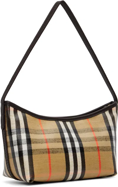 Burberry Womens Sand Mini Highlands Waxed-cotton Baguette Shoulder Bag In Brown