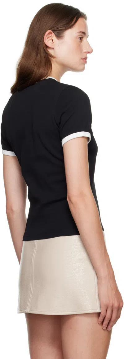Courrèges Signature Contrast Cotton T-shirt In Black