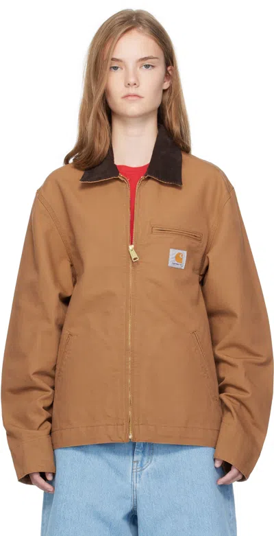 Carhartt Og Detroit Zip-up Jacket In Brown
