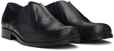 Stefan Cooke 4 Slashed Leather Loafers In Black