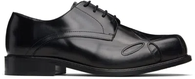 Stefan Cooke Black Slashed Square Toe Derbys In Black