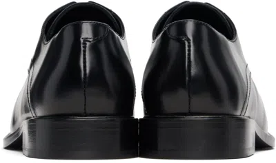 Stefan Cooke Black Slashed Square Toe Derbys In Black