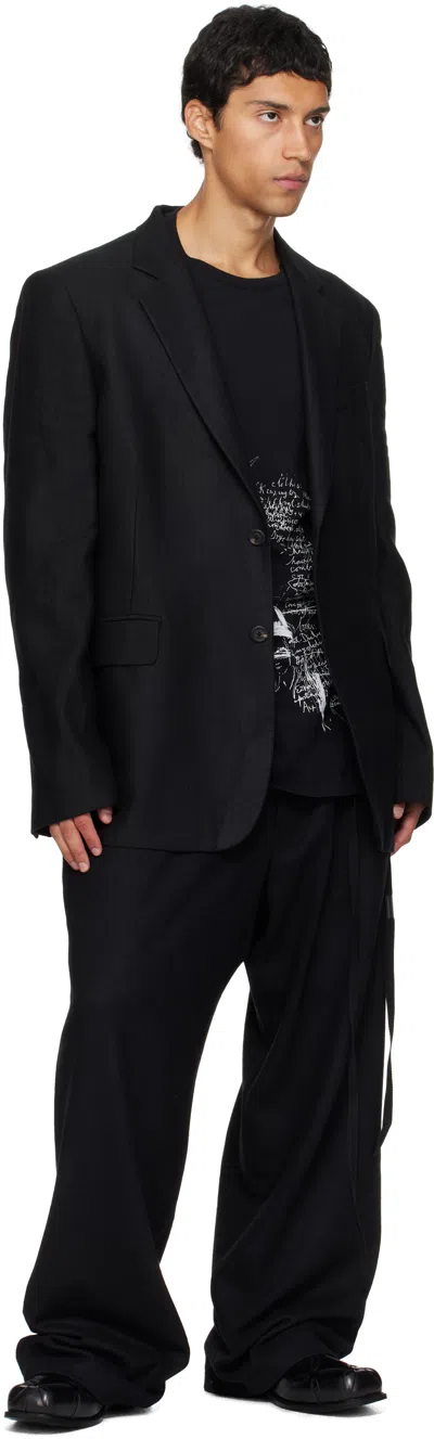 Stefan Cooke Black Slashed Square Toe Derbys In Black