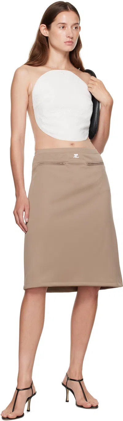 Courrèges Taupe Interlock Tracksuit Midi Skirt In Neutral