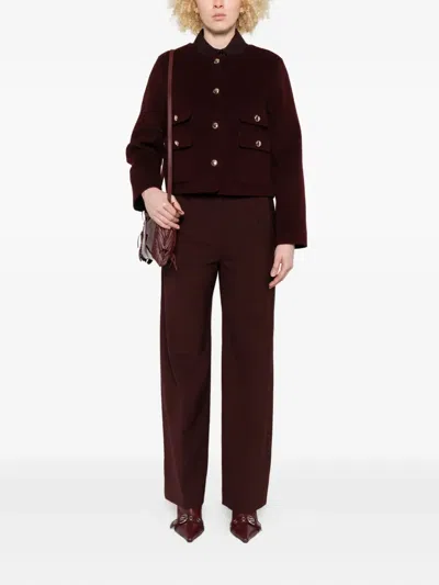 Maje Button-fastening Flap-pockets Cropped Jacket In Red