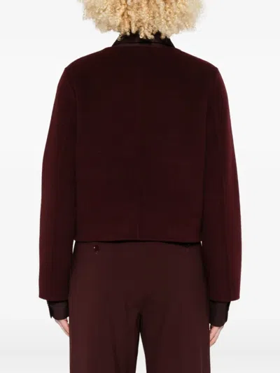 Maje Button-fastening Flap-pockets Cropped Jacket In Red