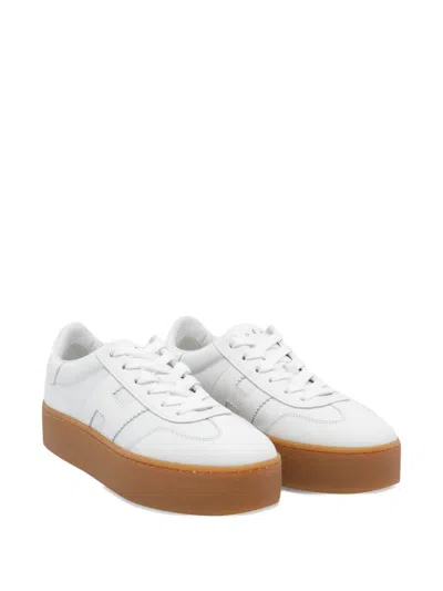 Hogan Stylish Leather Sneakers Platform Sole In White
