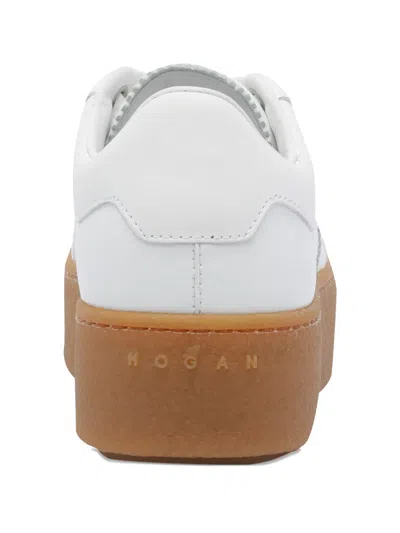 Hogan Stylish Leather Sneakers Platform Sole In White