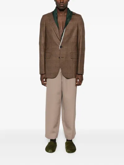 格纹单排扣西装夹克