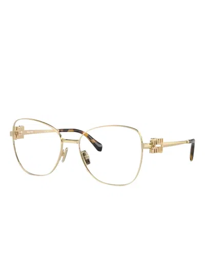Miu Miu Embellished Cat-eye Glasses In Gold