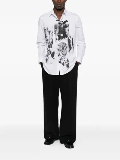 Paul Smith White Stripe 'field Flowers' Print Shirt In White