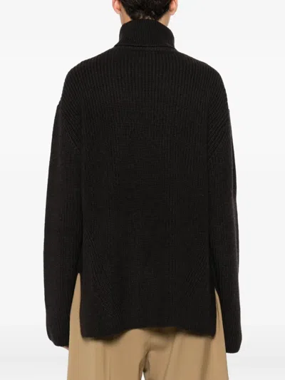 P.a.r.o.s.h High-neck Ribbed Sweater In Black