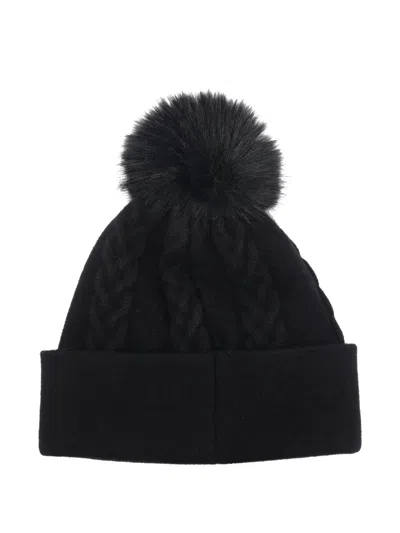 Liu •jo Cable-knit Pompom Hat In Black