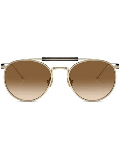 Brunello Cucinelli Bc2004st Round-frame Sunglasses In Gold