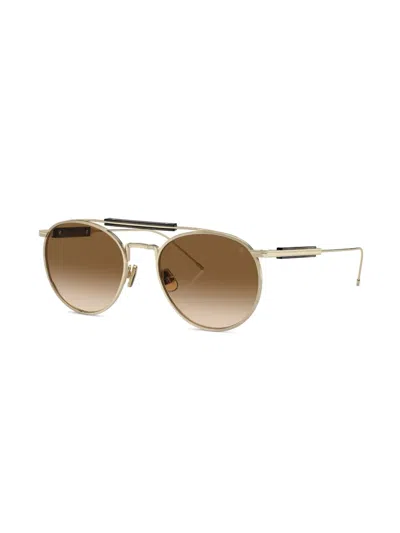 Brunello Cucinelli Bc2004st Round-frame Sunglasses In Gold