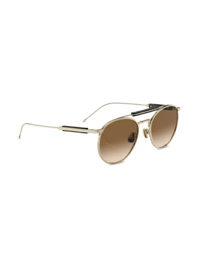 Brunello Cucinelli Bc2004st Round-frame Sunglasses In Gold