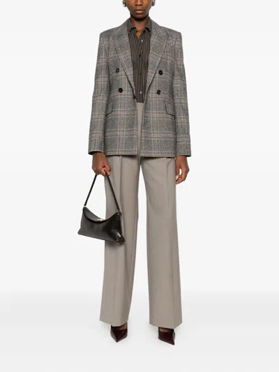 Pinko Double-breasted Tailored Jacket With Plaid Pattern In Gray