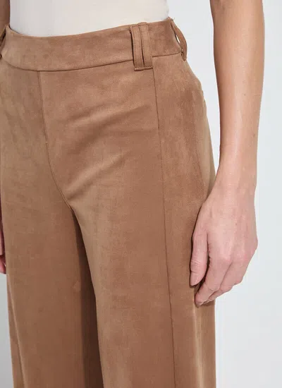 Lyssé Vionette Vegan Suede Wide Leg Trouser Pants In Camel In Nude