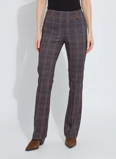 Lyssé Patterned Pintuck Ponte Baby Boot Pant In Polished Plaid In Gray