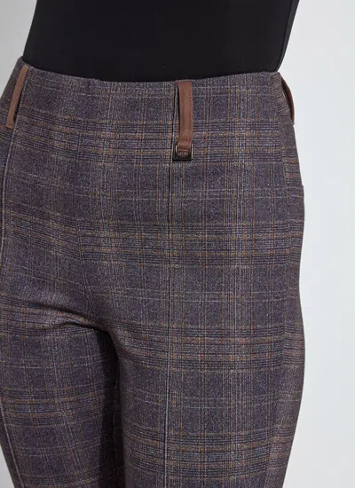 Lyssé Patterned Pintuck Ponte Baby Boot Pant In Polished Plaid In Gray