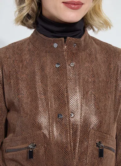 Lyssé Lysse Snake Embossed Faux Suede Jacket In Brown
