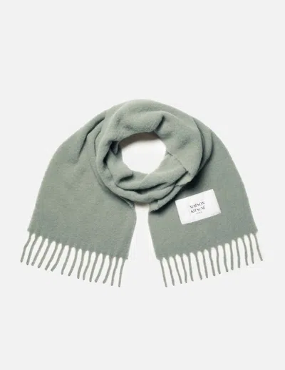 Maison Kitsuné Green Soft Fabric Scarf With Versatile Rectangular Shape In Green
