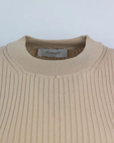 Sportmax Beige Ribbed Cotton Tank Top In Neutral