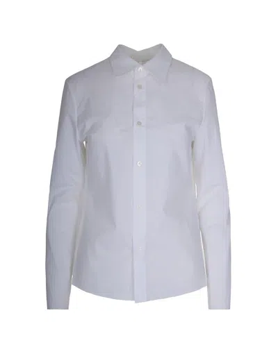 Mm6 Maison Margiela Boxy White Shirt With Avant-garde Extended Panel In White