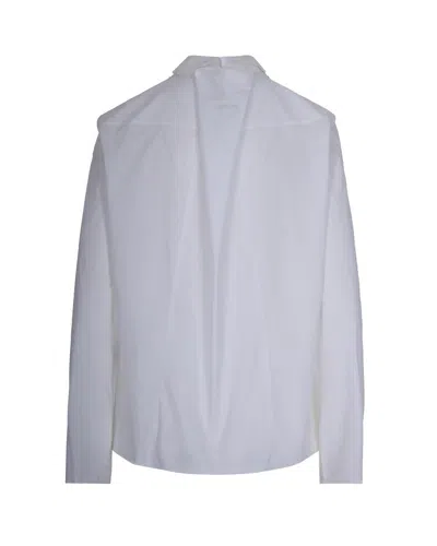 Mm6 Maison Margiela Boxy White Shirt With Avant-garde Extended Panel In White