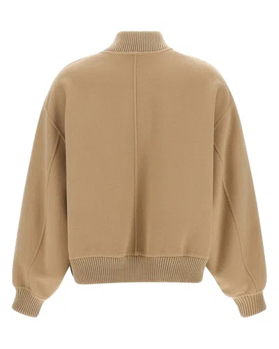 Weekend Max Mara Beige Wool Blend Zelante Bomber Jacket In Brown