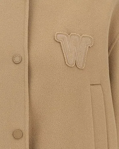 Weekend Max Mara Beige Wool Blend Zelante Bomber Jacket In Brown