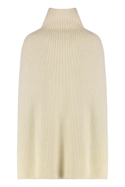Jil Sander High-neck Ribbed Cape In White
