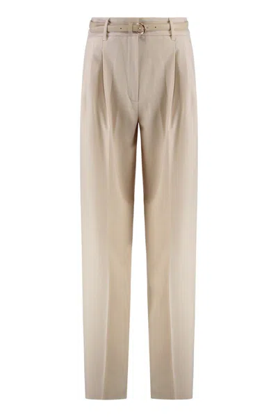 Max Mara Studio Stretch Wool Pants In White