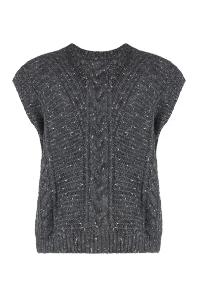 Max Mara Studio Taffy Sweater Vest With Buttons In Gray