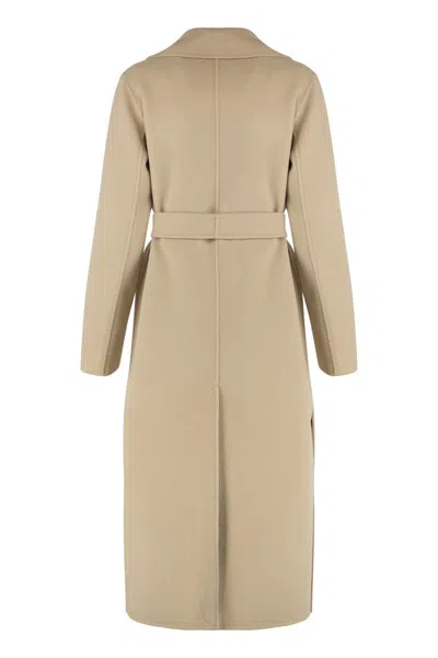 Weekend Max Mara Manu Double-breasted Virgin Wool Coat In Multi
