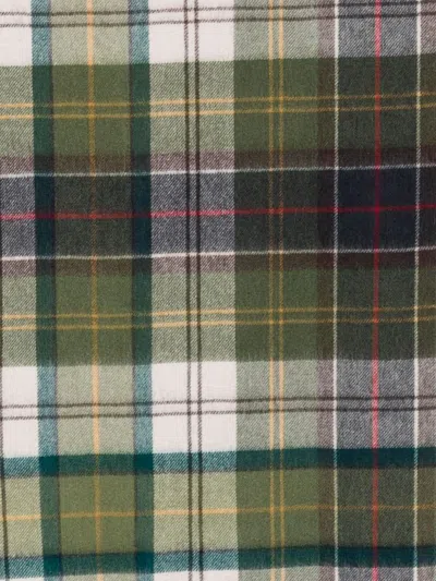 Barbour Tartan-check Fringed Scarf In Green