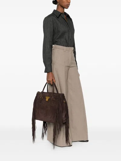 Michael Kors Fringed Tote Bag In Brown