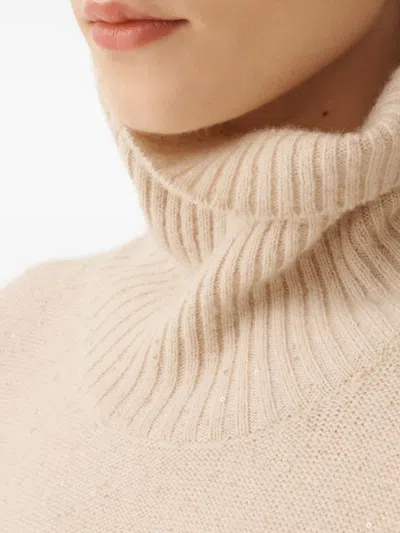 Fabiana Filippi Sequin-embellished Turtleneck Sweater In Yellow