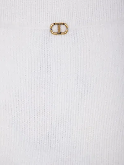 Twinset Ribbed Knit Skirt In White
