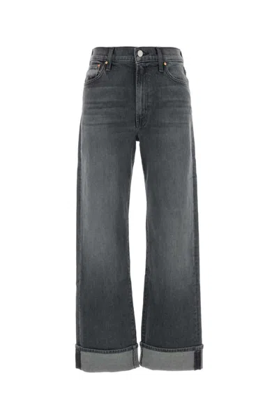 Mother Womens Moshpit Memories The Dodger Skimp Cuff Straight-leg Denim Jeans In Gray