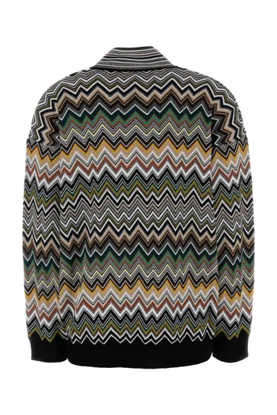 Missoni Chevron Pattern Mock Neck Knit Sweater In Black