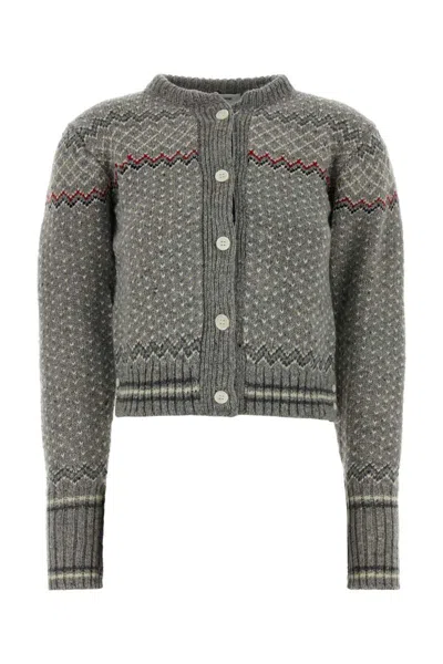 Thom Browne Embroidered Wool Blend Cardigan In Multi