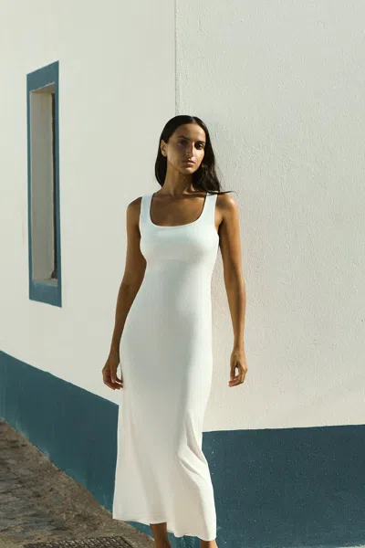 Anemos Hume Tank Maxi Dress In Stretch Twill In White