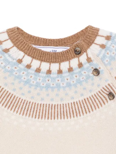 Tartine Et Chocolat Fair Isle-pattern Button-placket Sweater In Neutral