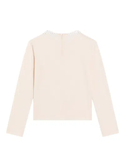 Dolce & Gabbana Lace-collar Long-sleeve T-shirt In Neutral
