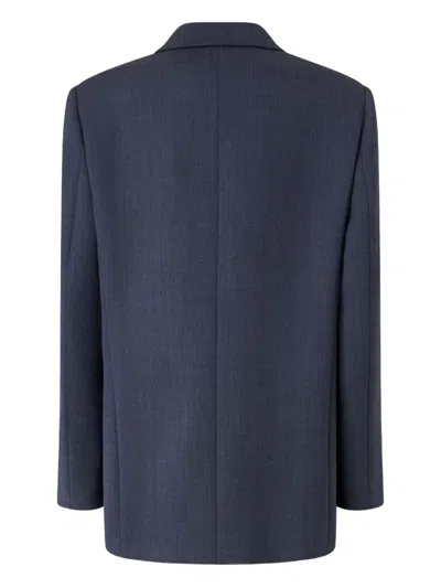 Pinko Double-breasted Blazer With Gold Buttons In Blue